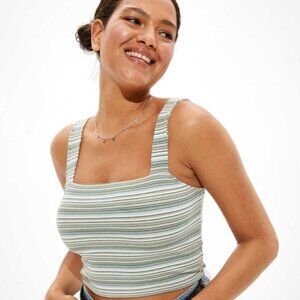 EUC‎ Women's AMERICAN EAGLE Square Neck Ribbed Cropped Tank Top | Size XS